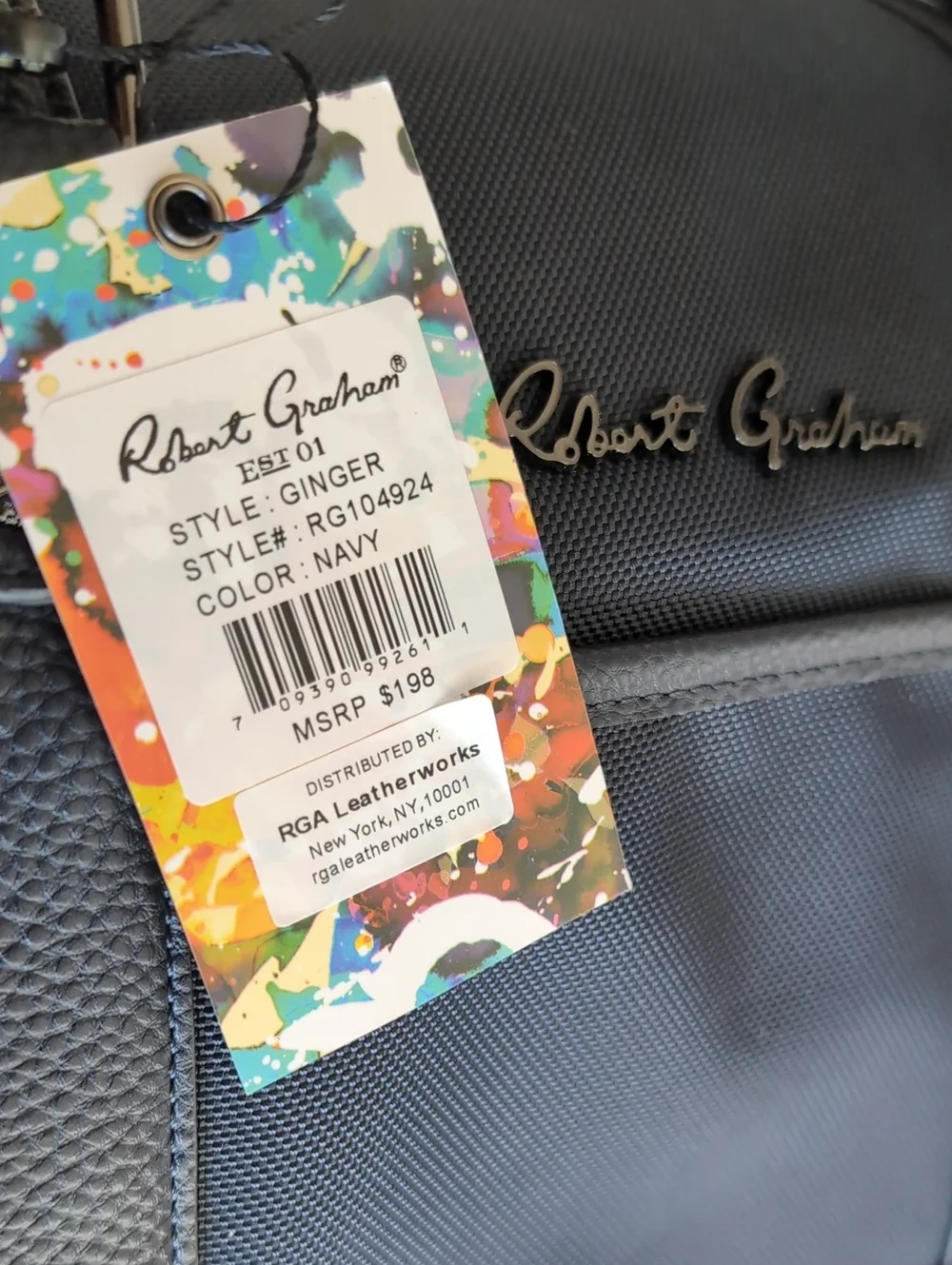 Robert Graham Water-repellent Studded Bottom Deep Navy Overnight Bag Nwt❤️